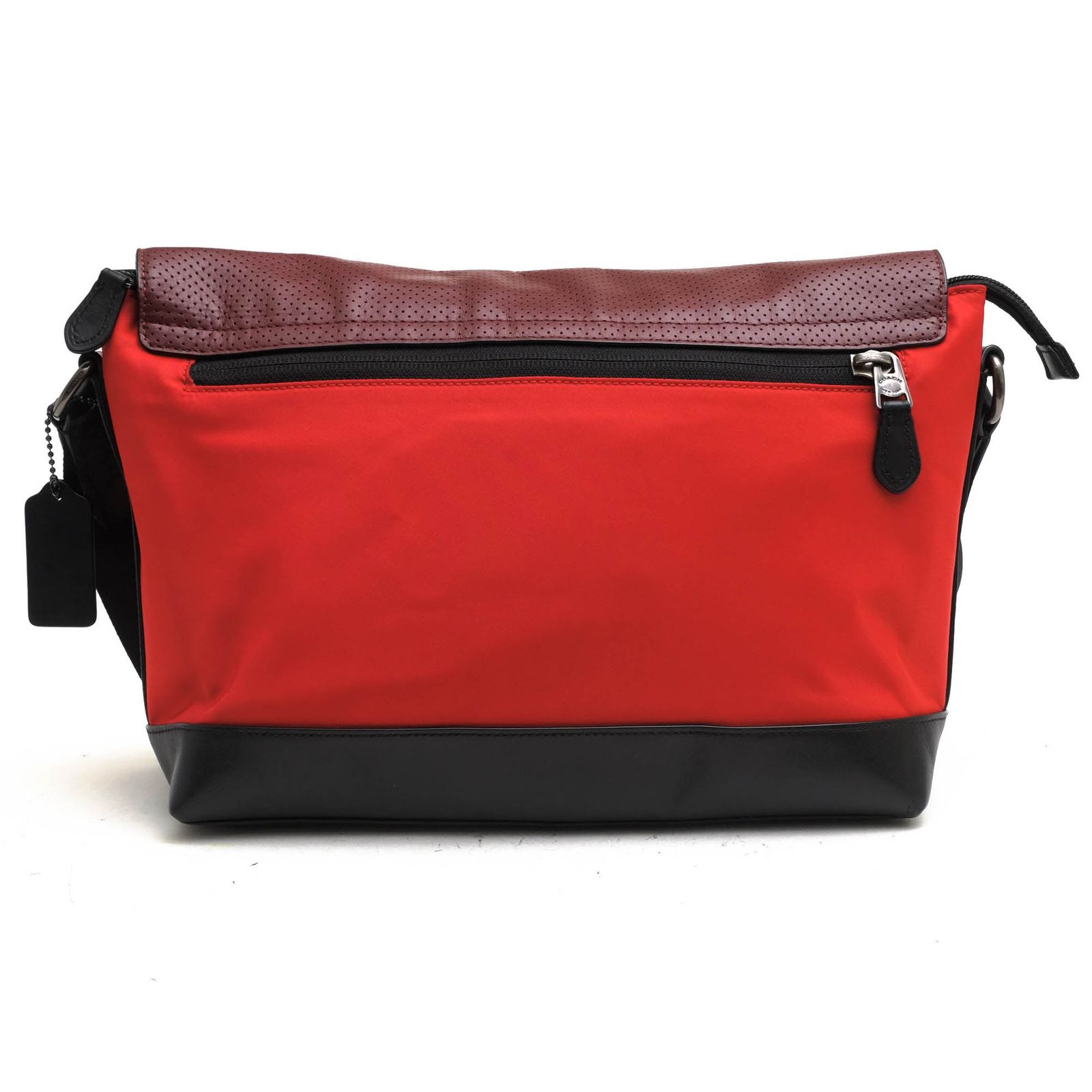 コーチ COACH バッグ ショルダーバッグ 鞄 メンズ 男性 男性用 レザー 革 本革 レッド 赤 F71968 Bike Bag in Nylon And Perforated Leather パンチング加工 フラップ式 メッセンジャーバッグ バイカラー