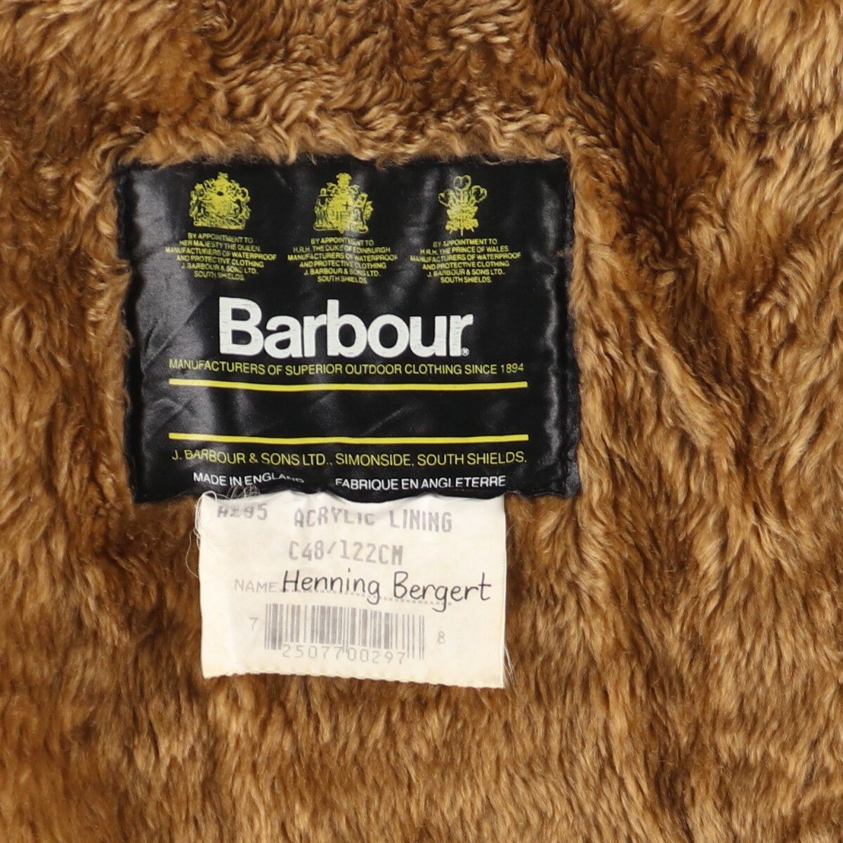 日本初売 古着 90年代 バブアー Barbour A295 ACRYLIC LINING 旧3