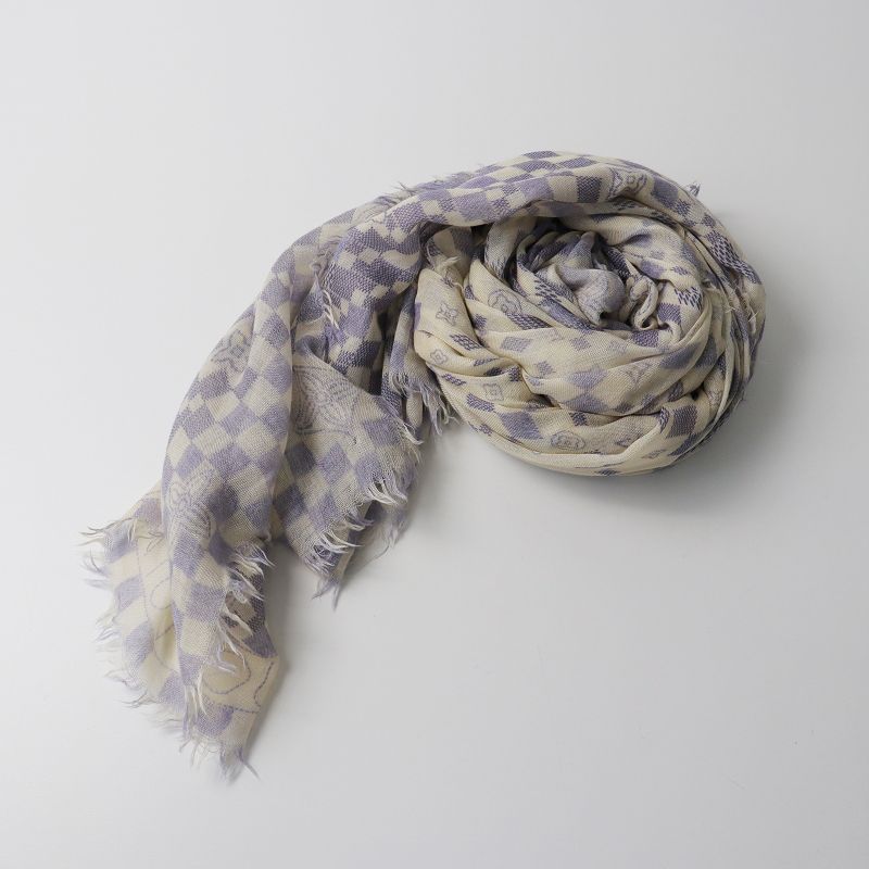 ルイヴィトン M72578 カシミヤ×シルク ダミエ アズール エトールアリゼ