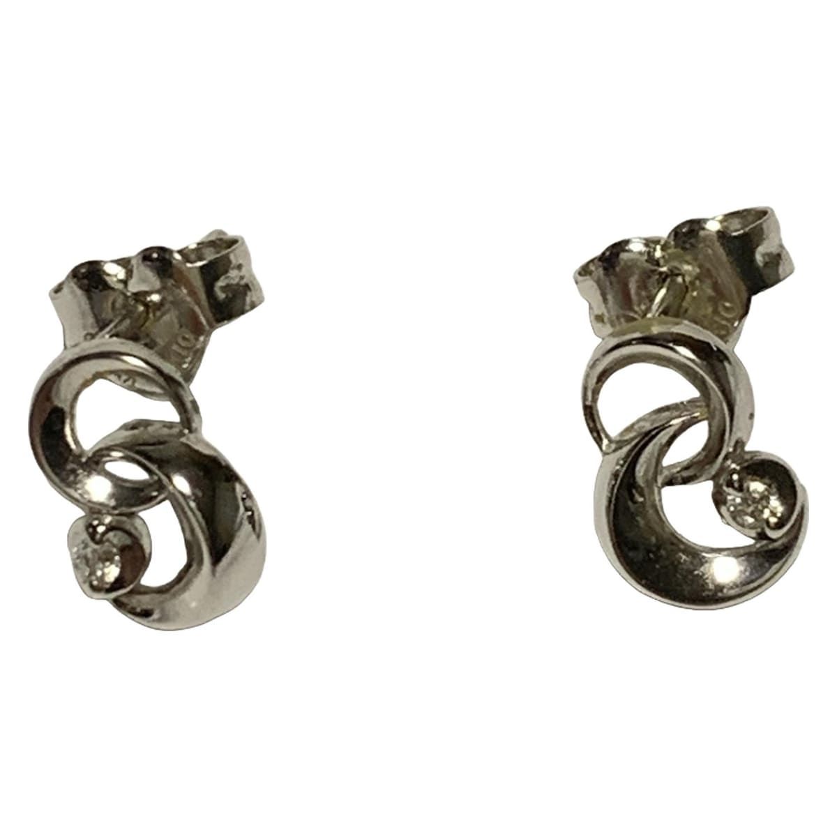 STAR JEWELRY スタージュエリー ピアス - K10WG×ダイヤモンド 総2Pダイヤ 片側1Pダイヤ