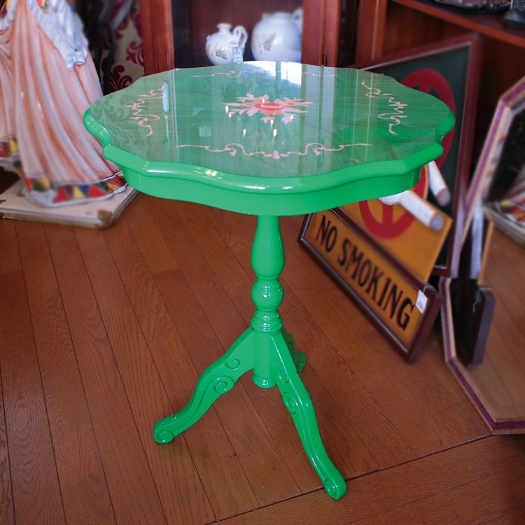 カフェテーブル φ51.5cm テーブル 緑 アンティーク 風 【一部予約販売 