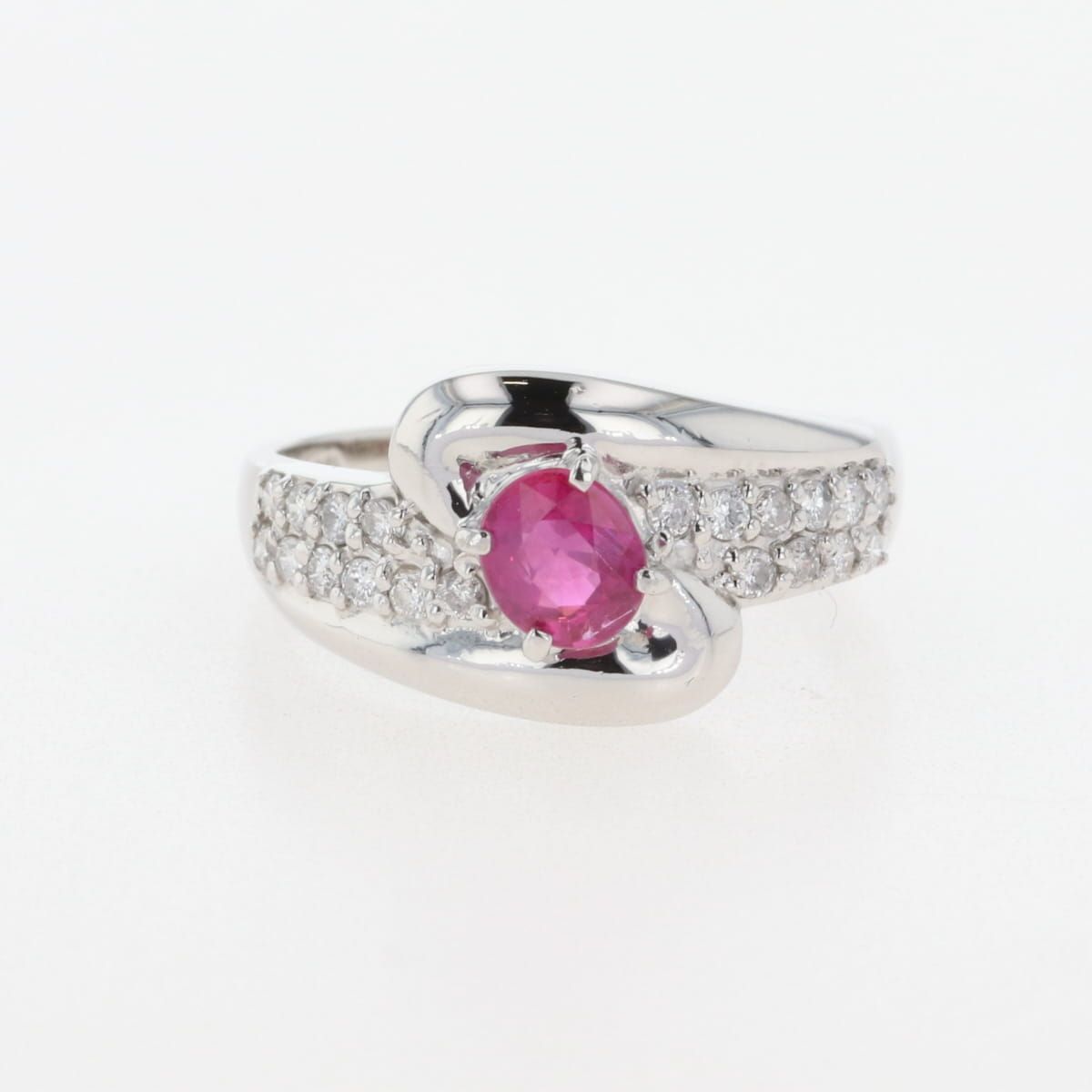 ルビー デザインリング プラチナ 指輪 メレダイヤ リング 13号 Pt900 ルビー ダイヤモンド レディース