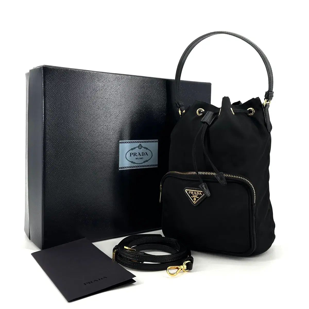 PRADA プラダ 1BH038 トライアングルロゴ バケットバッグ