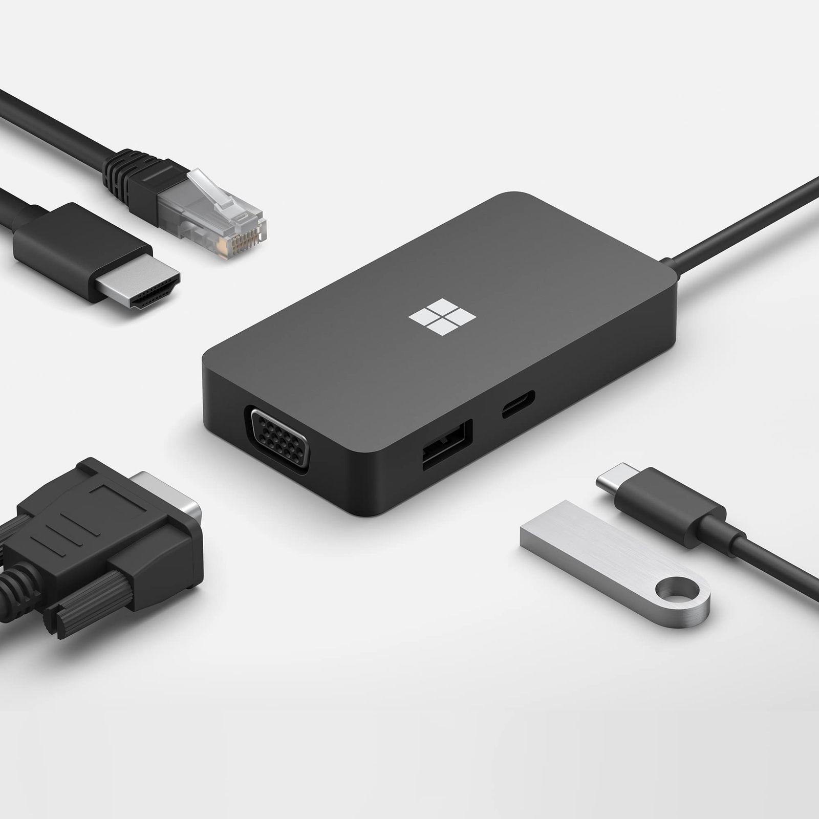 【在庫限りの大特価】 マイクロソフト USB-C トラベル ハブ SWV-00006 ドッキングステーション 軽量 マルチUSB HDMI 有線LAN アクセサリ充電 ブラック Windows Mac Android Chrome Surface 対応 【正規品】