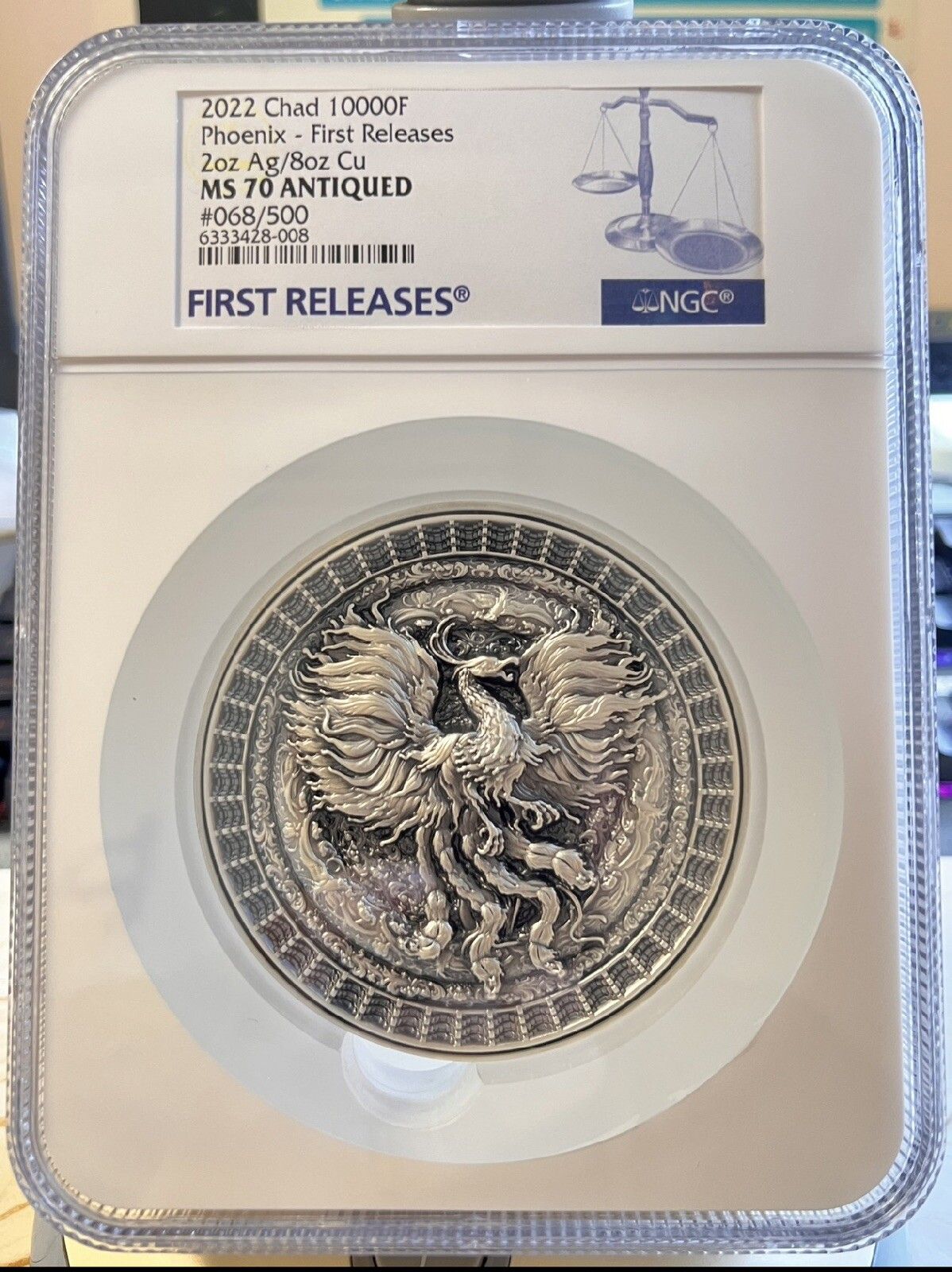 NGC MS70 FR bidden Phoenix 2Oz Silver Coin 8oz Copper Chad 2025 80mm No COA