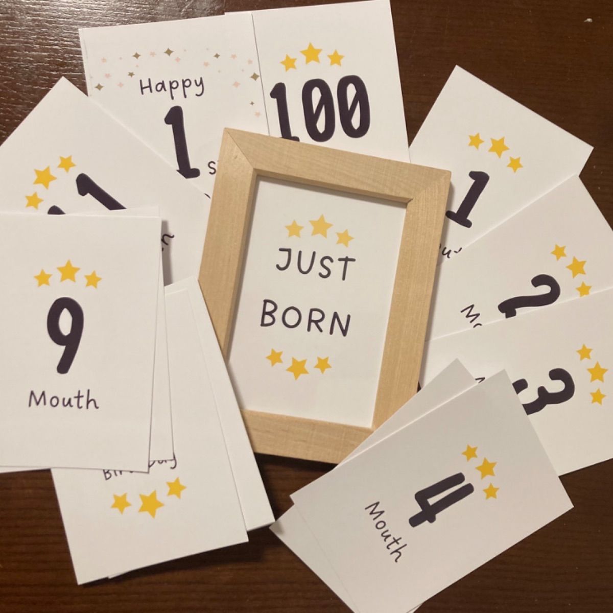 月齢カード マンスリーカード 赤ちゃん 記念 シンプル スター 男女兼用