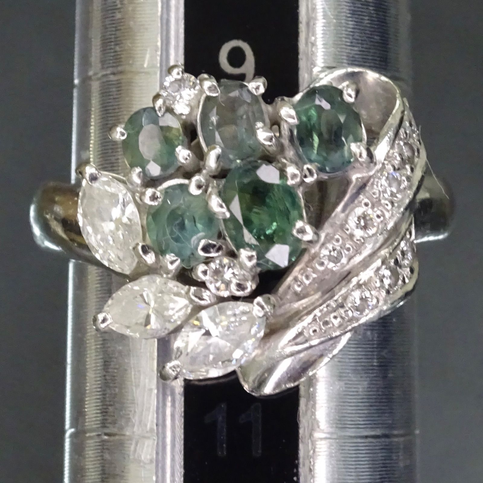 プラチナ pt900 天然アレキサンドライト0.89ct 天然ダイヤモンド0.48ct 