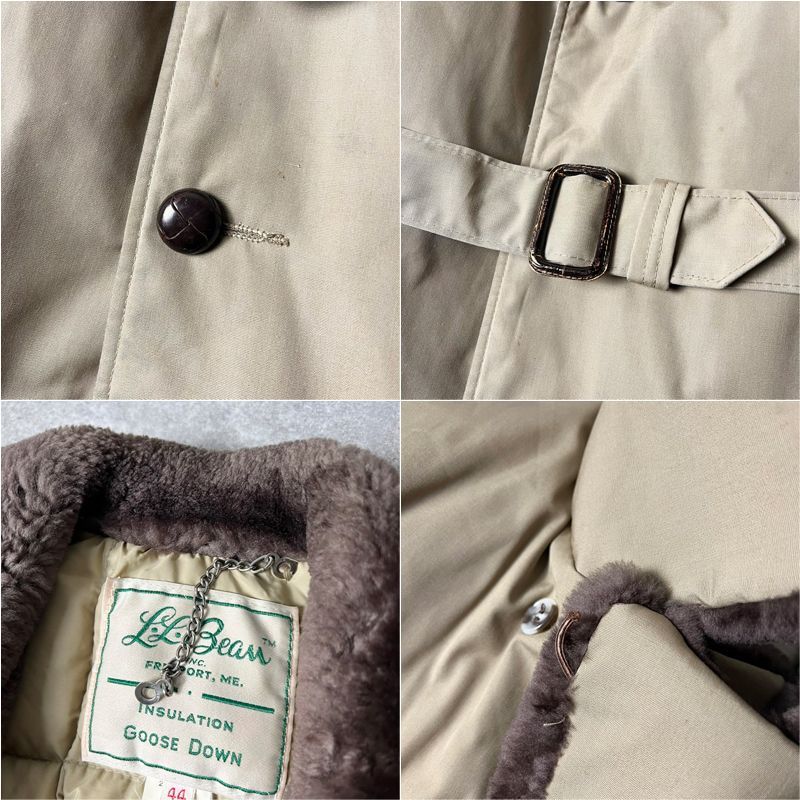 60s 70s 筆記体タグ LLBean 襟ボア グース ダウン コート 44 / 60年代 