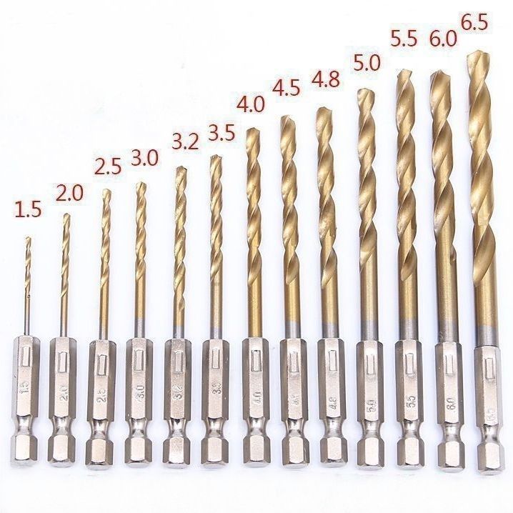 ドリルビット 13本セット 六角軸 6.35mm 高精度 ハイス鋼 チタンコーティング DIY 業務用 穴あけ 鉄・ステンレス対応 thumbnail 8