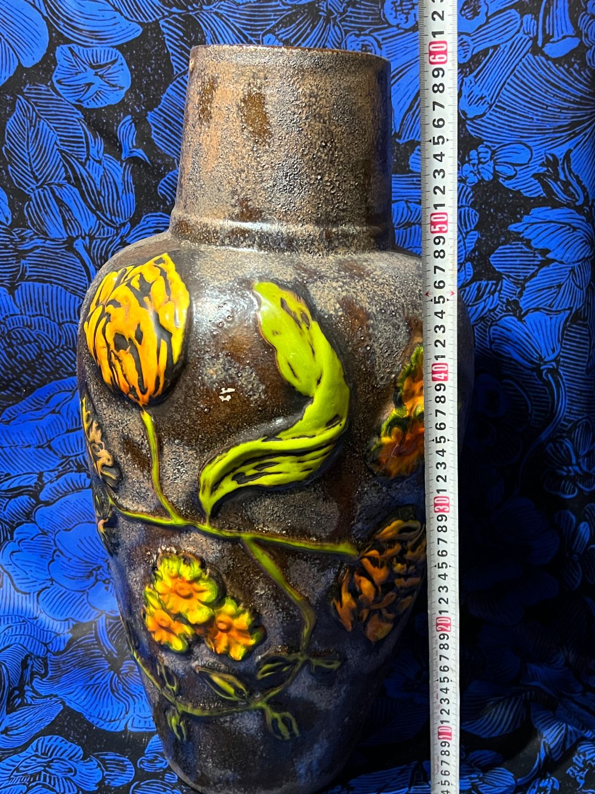 西ドイツ 花瓶 ビンテージ 大型花瓶 花柄 フラワーベース ファットラバ