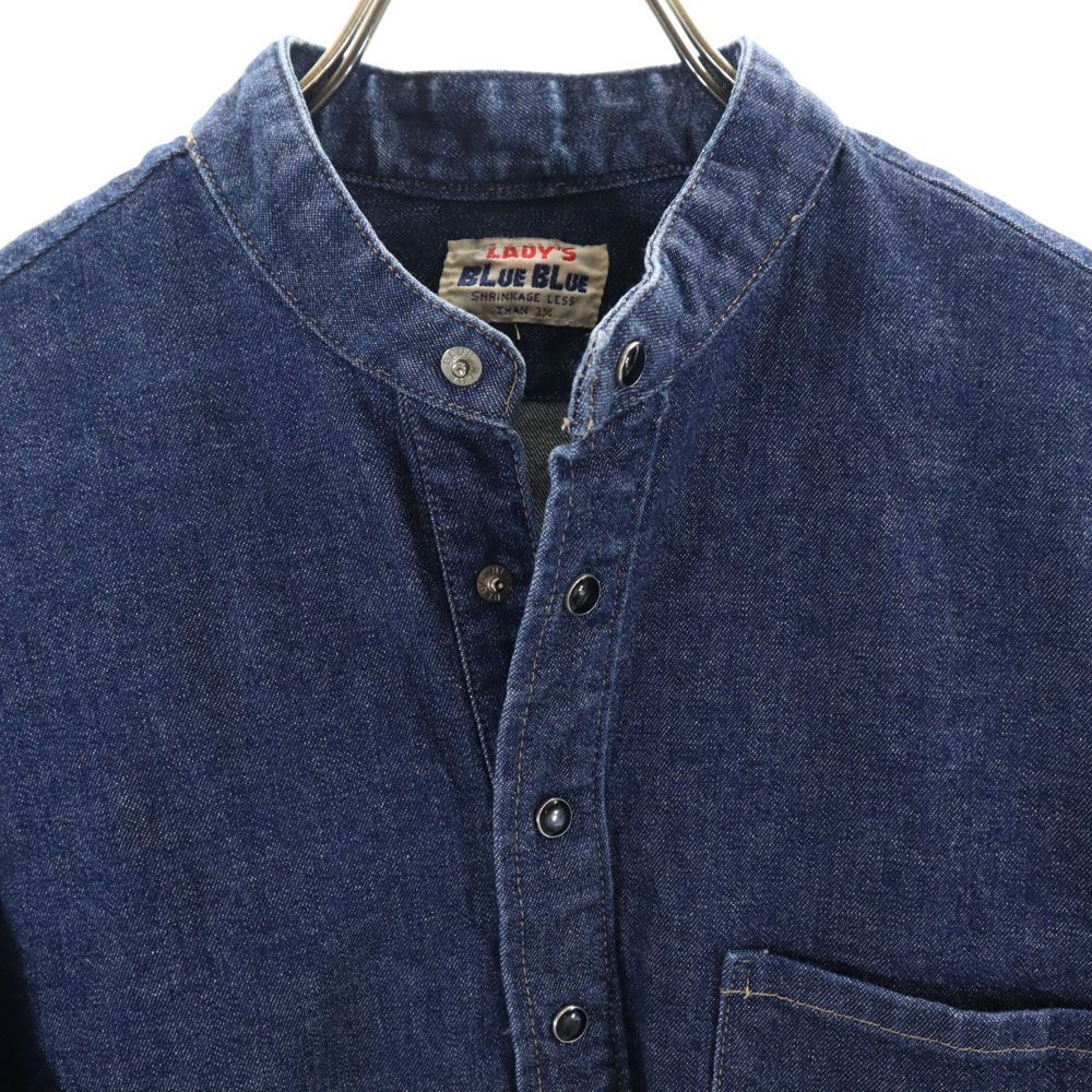 ブルーブルー 日本製 長袖 バンドカラー デニムシャツ 2 BLUE