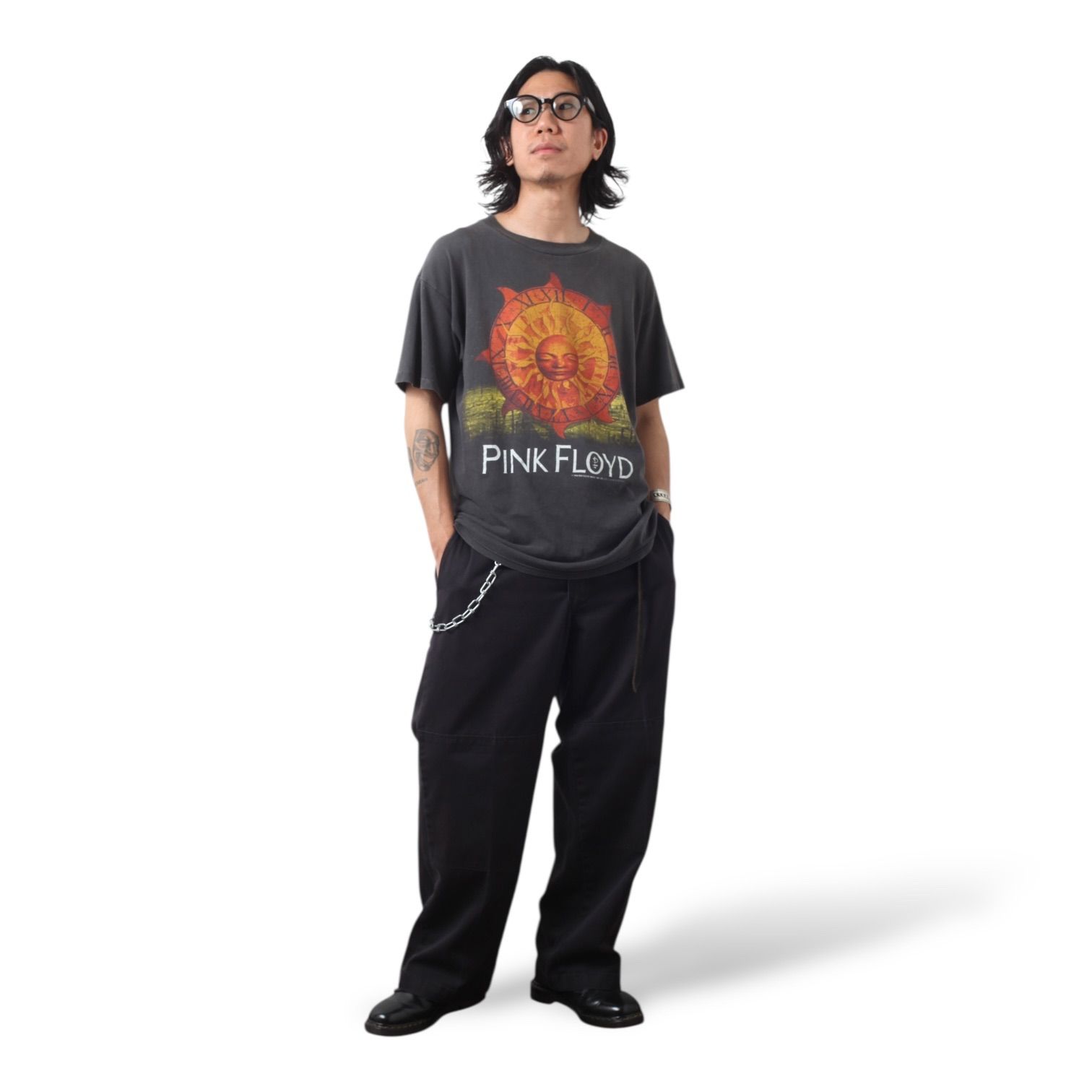 古着 90s ピンクフロイド サンダイアル Tシャツ ブラック L 当時物 