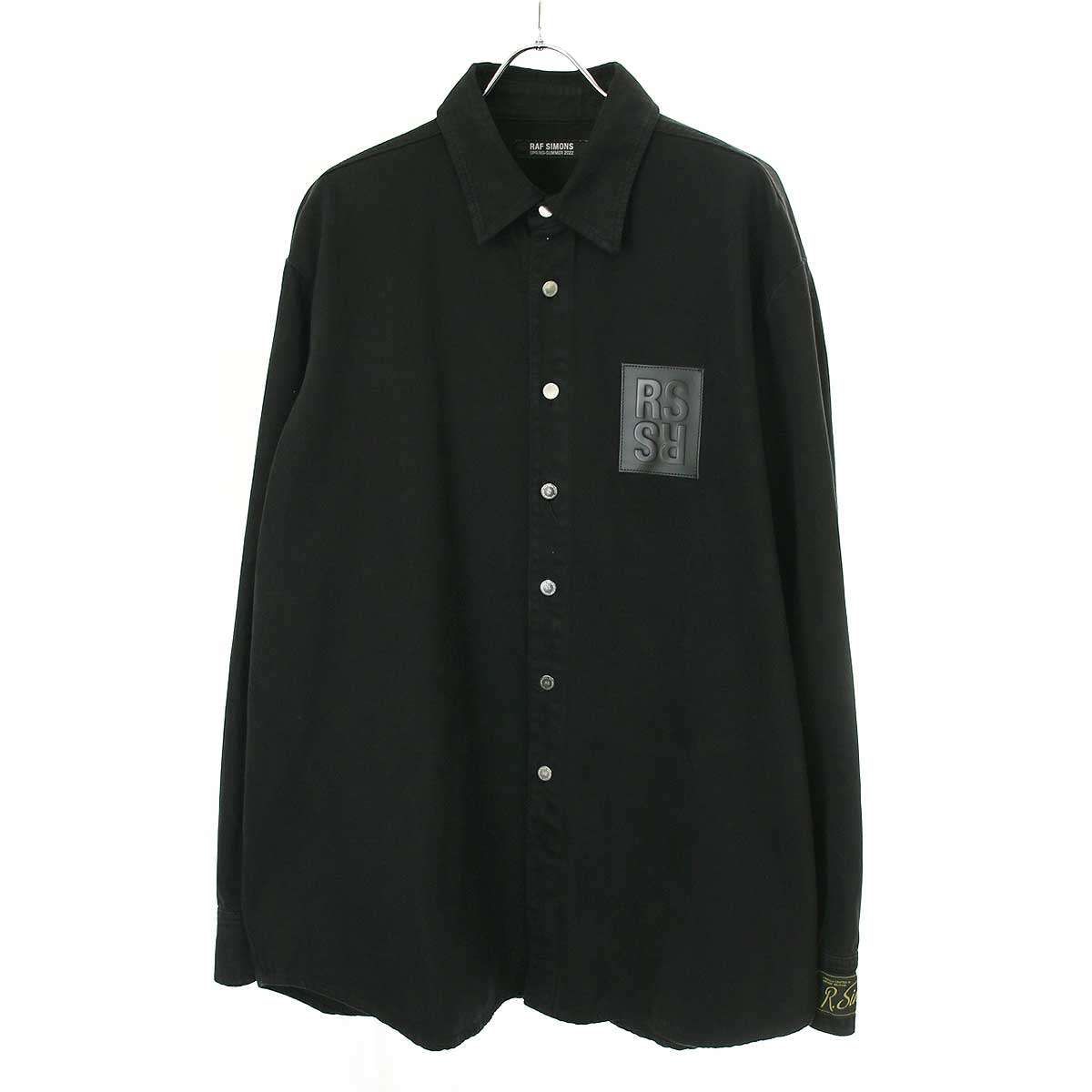 RAF SIMONS ラフシモンズ 22SS Straight fit denim shirt with label デニムシャツ 221-M242 ブラック S