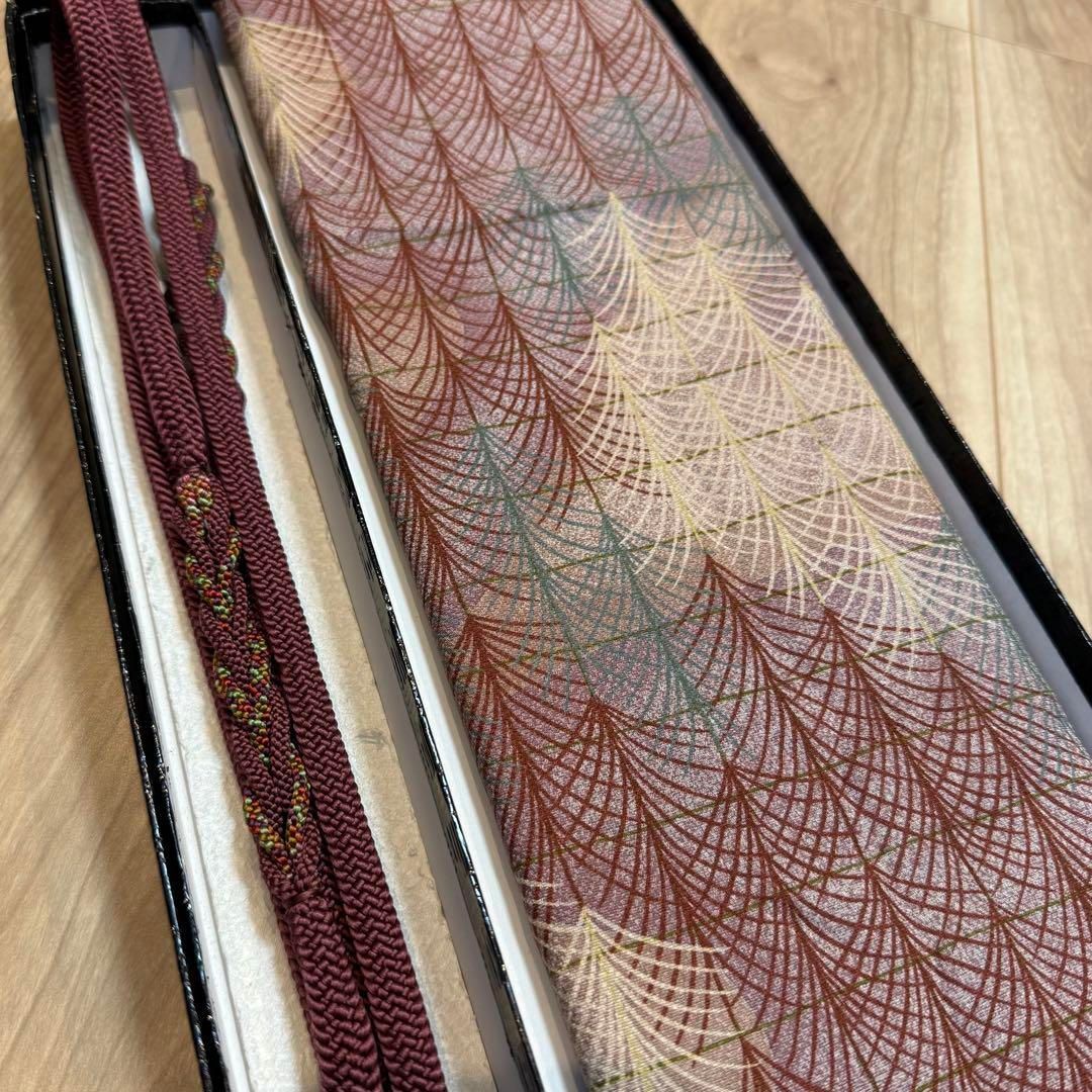 秋冬 正絹 帯揚げ 帯締め 2点セット 着物小物 赤茶 コシノヒロコ