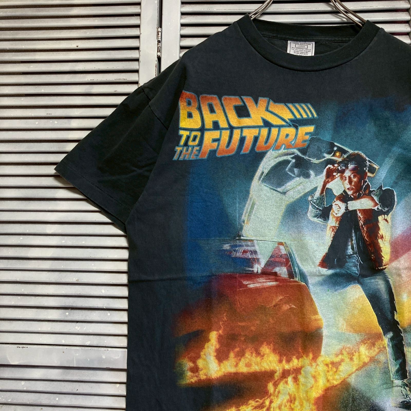 バックトゥザフューチャー　デロリアン　ムービーTシャツ　Lサイズ　ブラック　古着 バックトゥザフューチャー デロリアン Tシャツ ムービーT 古着 L