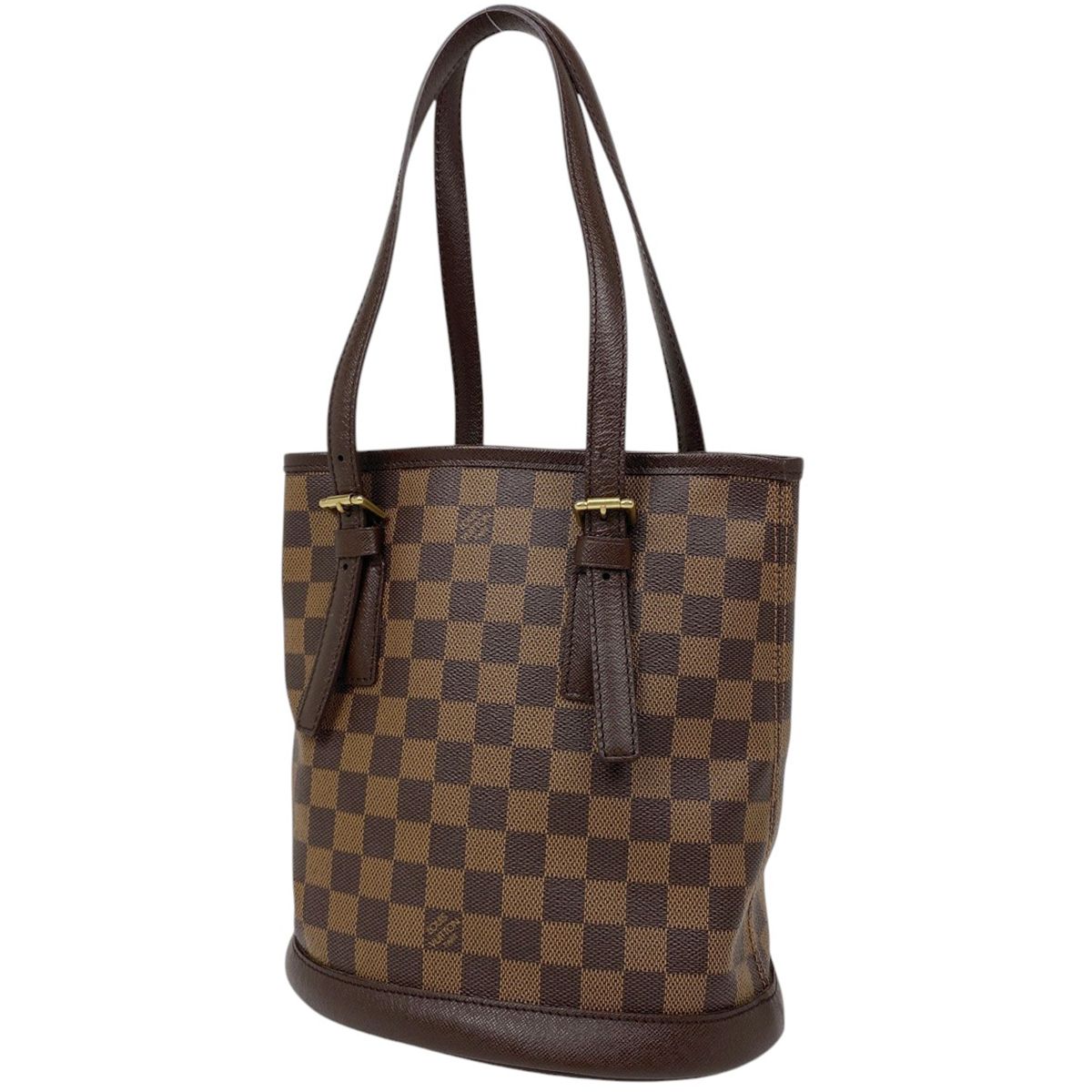 ルイヴィトン　マレ　ダミエ柄ブラウンレザーハンドバッグ ルイ・ヴィトン Louis Vuitton マレ ハンドバッグ バケット