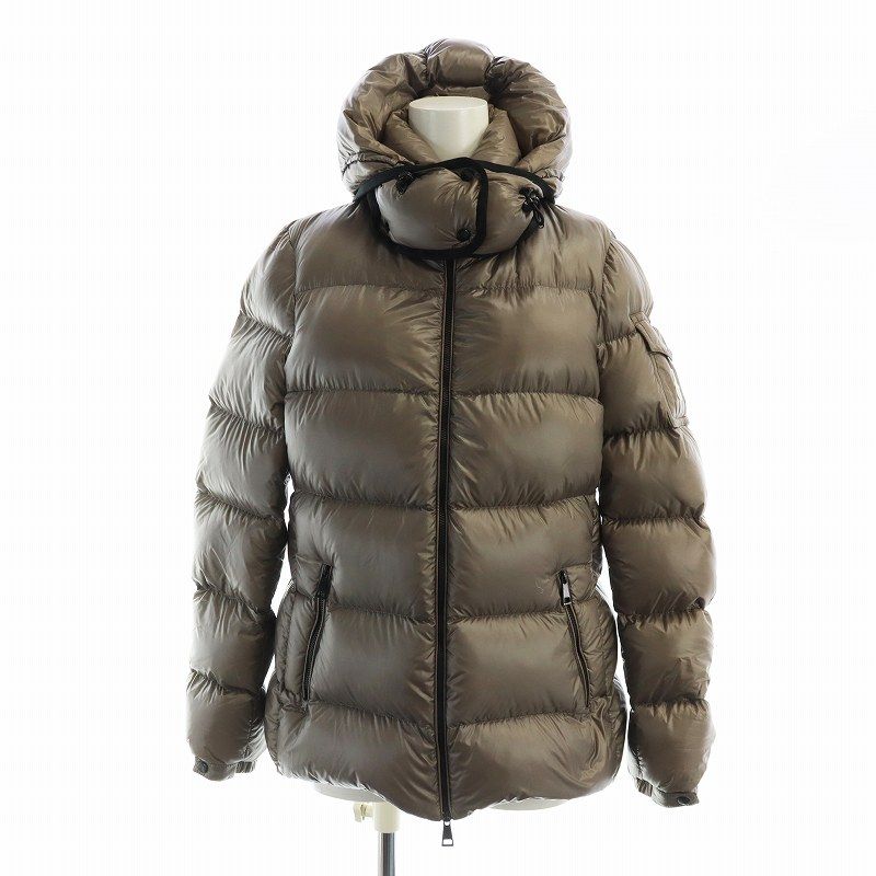 モンクレール MONCLER BERRE GIUBBOTTO ダウンジャケット 長袖 ジップアップ フード ナイロン 2 L 茶 ブラウン GY18 |MQ