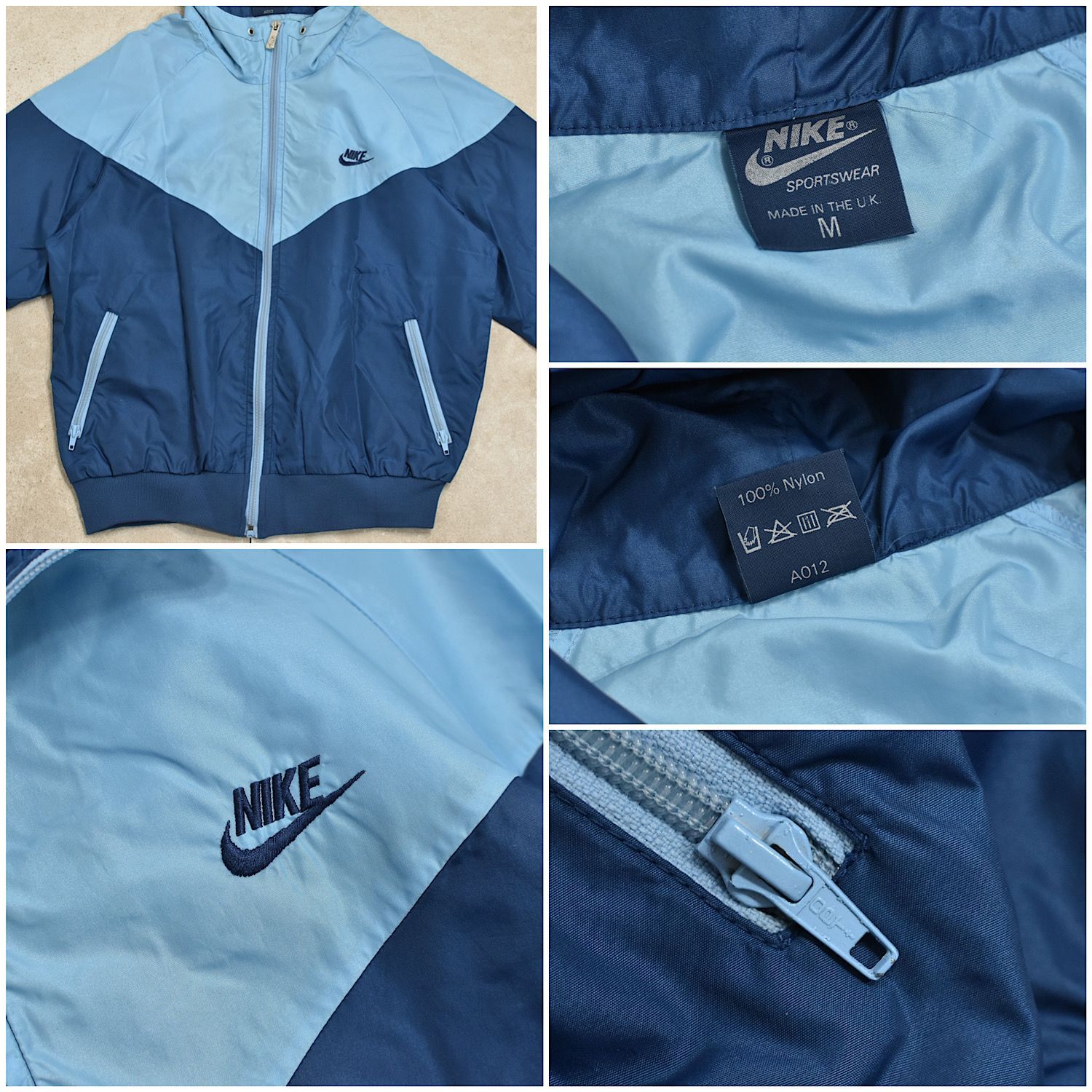 メンズ Mサイズ 80s 英国製 NIKE ナイキ 紺タグ 切替デザイン ナイロン 