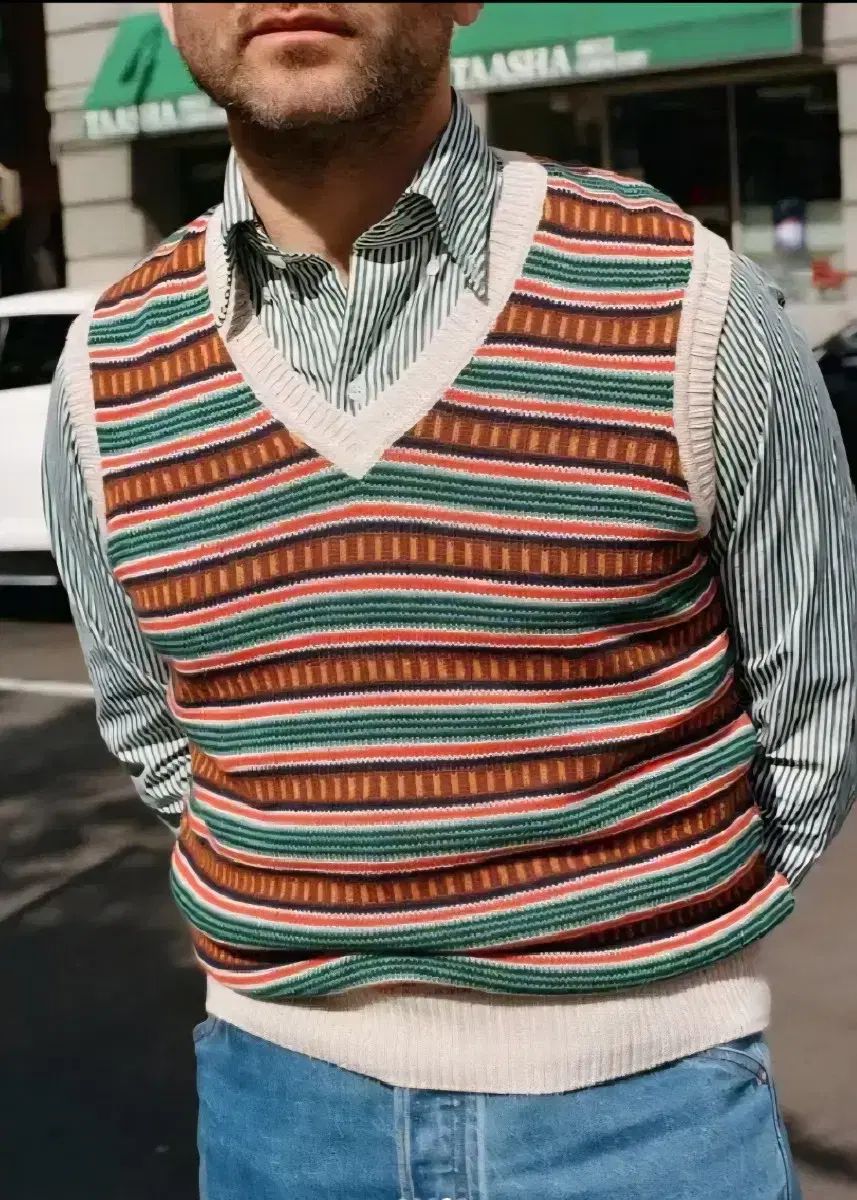 古着 60s タグ ハリスツイード ベスト チョッキ カーキ ブラック