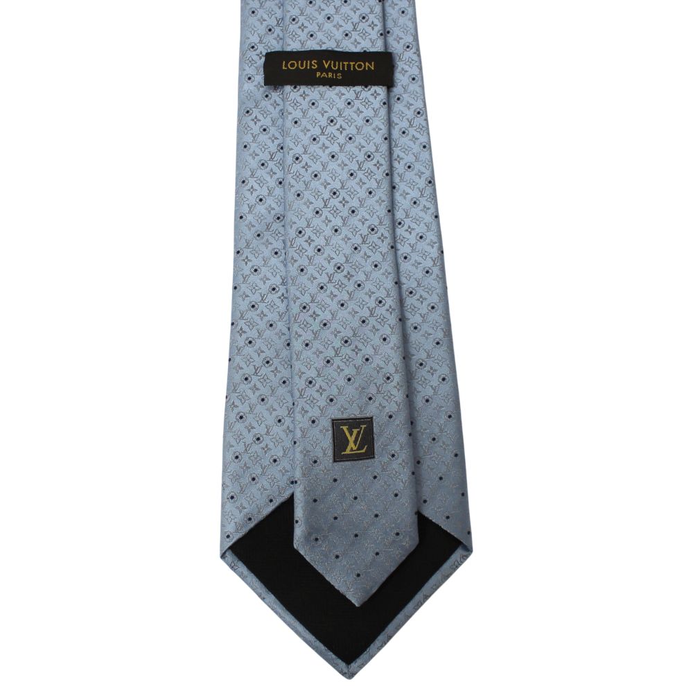 □LOUIS VUITTON【ルイヴィトン】ネクタイ モノグラム 水色 A25-1676
