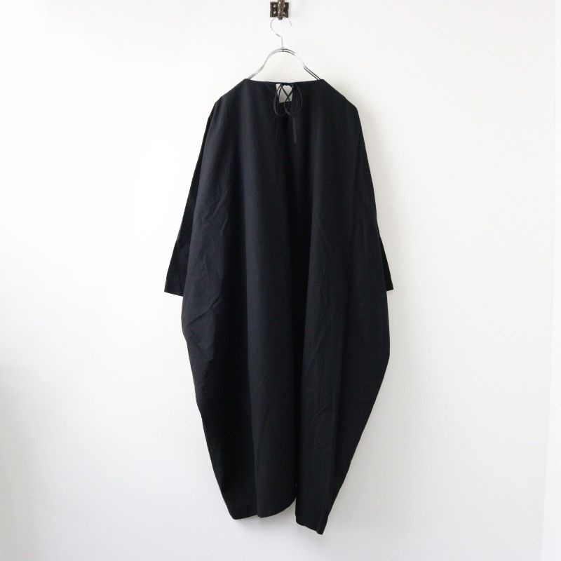 トワヴァーズ TOWAVASE コットン フラワーモチーフ ワイドシルエット ロングワンピース ブラック 黒 2400014426366