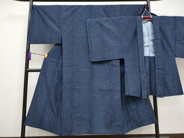 平和屋着物 上 男性 紬 アンサンブル キングサイズ 青褐色地 CYAA3024s5