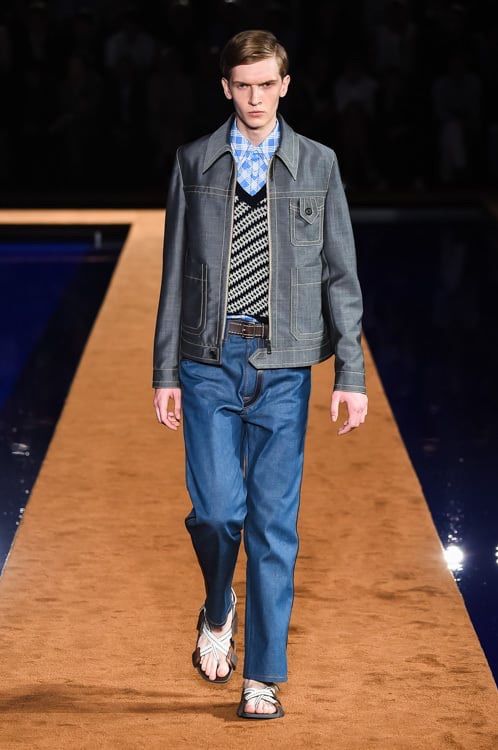 PRADA SS2015 Leather Stitch Jeans