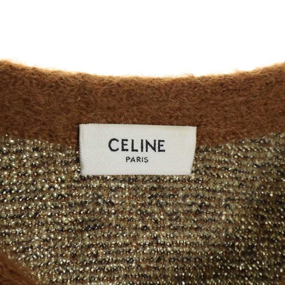 セリーヌ サイズ:L  2AH13439U ビジューボタンブラッシュドモヘアカーディガン 中古 SB01 CELINE (セリーヌ) ビジューボタンブラッシュドモヘア ニット