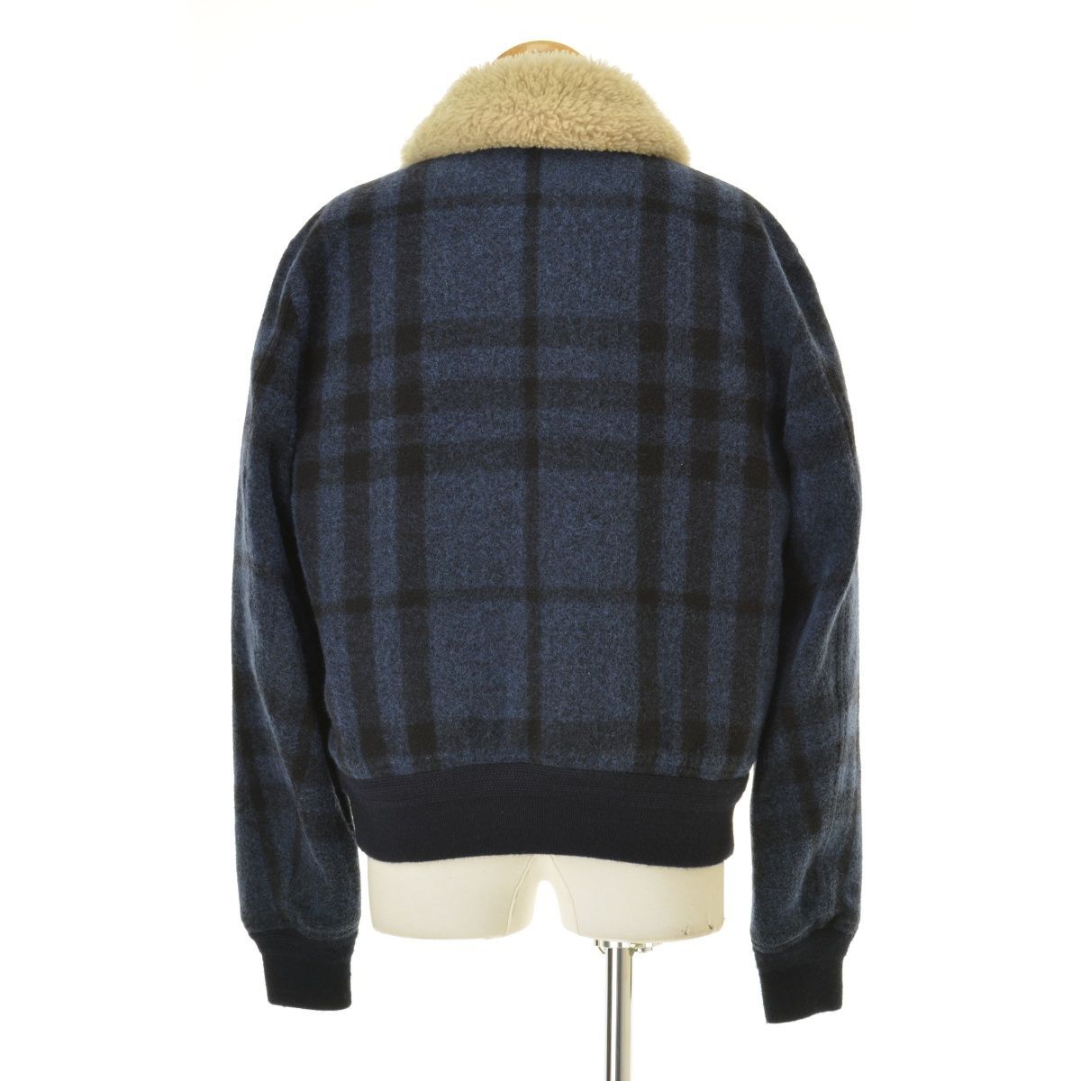 M【BURBERRY】BRIT ボア付ウールブレンドチェック中綿ジャケット