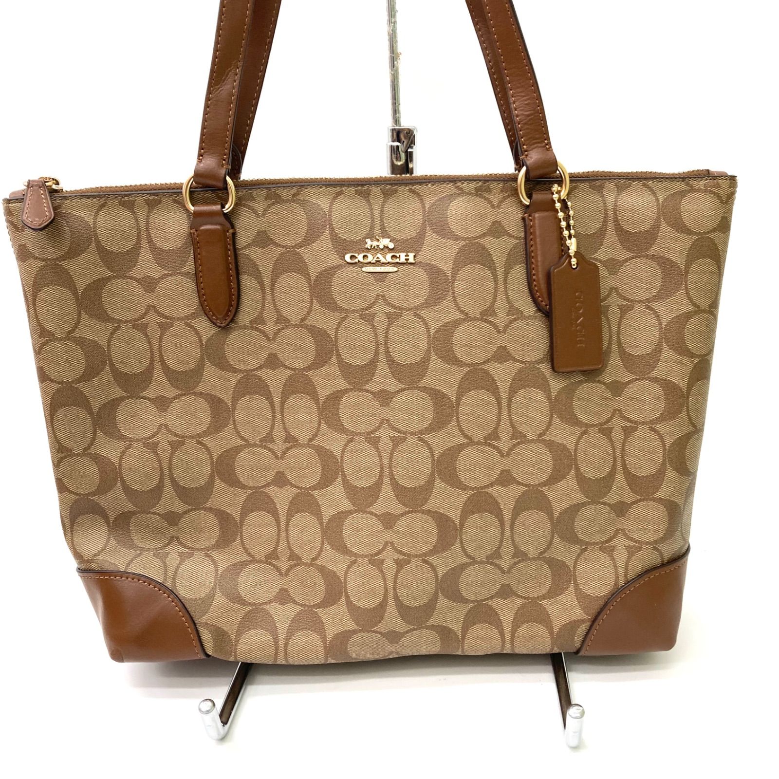 コーチ COACH バッグ トートバッグ PVC(塩化ビニール)×レザー 白×ピンク×ベージュ F25673 パーク メトロドリーム シグネチャー トート COACH グレー レザー トートバッグ COACH グレー レザー トートバッグ