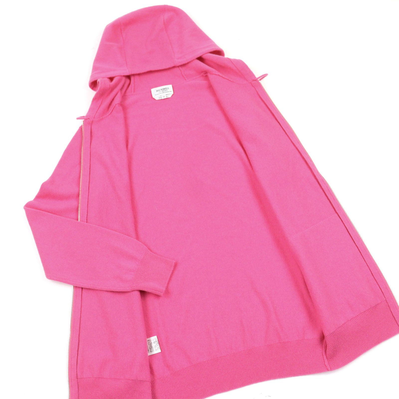 極美品○HERMES エルメス カシミヤ100% Hロゴジップ ドロー