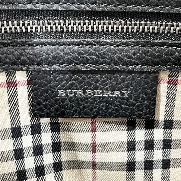 BURBERRY ロゴ 内部チェック サイドボタン ヴィンテージ ハンドバッグ レザー