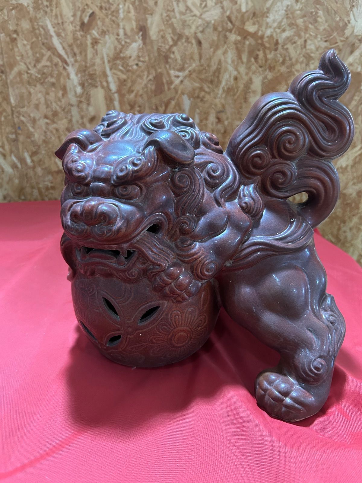 シーサー 獅子 魔除け オブジェ インテリア 木彫り 置物 木製 獅子
