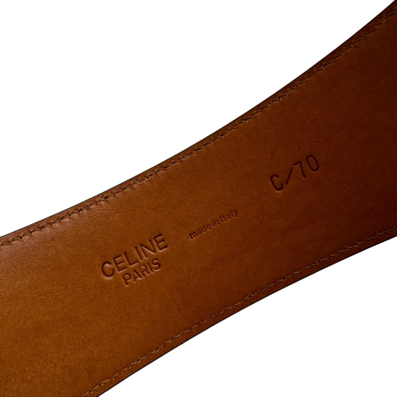 希少 美品 CELINE セリーヌ レザーベルト ゴールド金具 チェーン