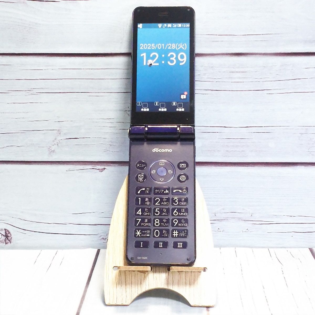 【送料無料】docomo SHARP カメラレスケータイ SH-02K ブルーブラック ネイビー 本体 白ロム SIMロック解除済み SIMフリー C694380