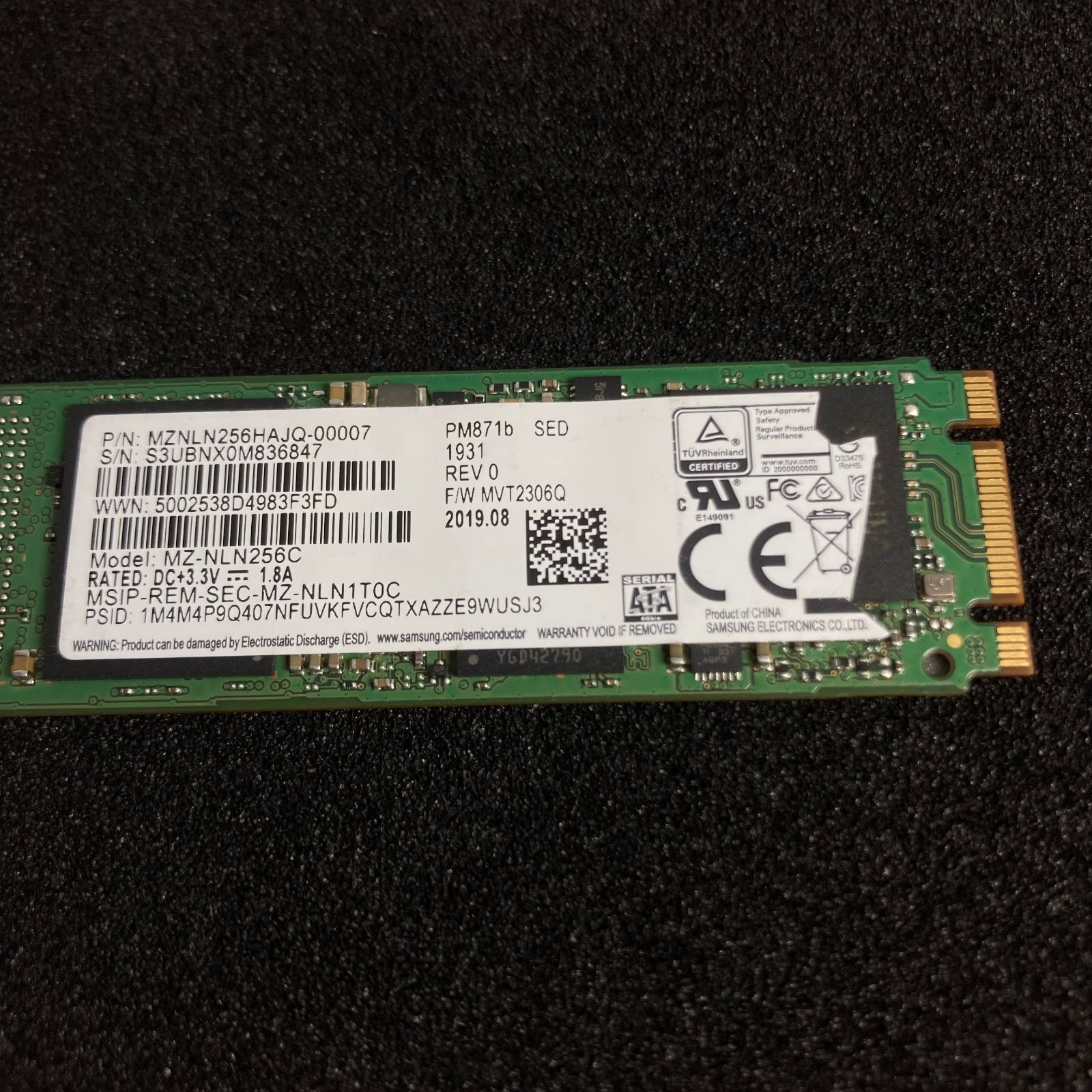 SAMSUNG M.2 SATA SSD 2280 256GB | MZNLN256HAJQ-00007 |10 tbw