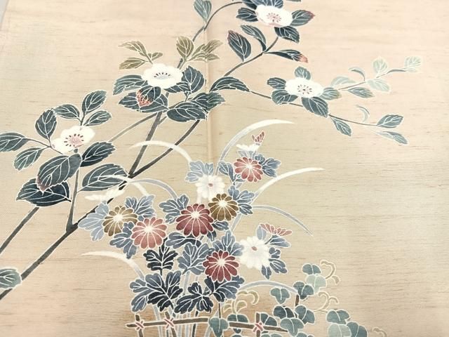 平和屋着物○訪問着 作家物 白山紬地 枝花文 正絹 逸品 未使用