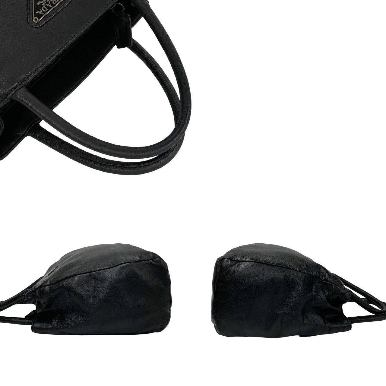極 美品 希少品 レア PRADA プラダ 三角ロゴ 金具 オールレザー 本革 