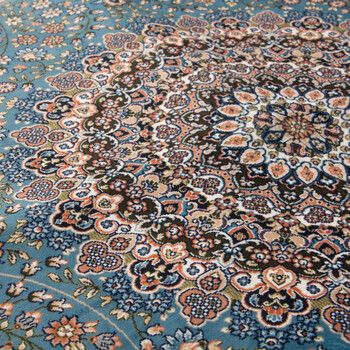 ラグ 転写プリントラグ 約230×330cm 洗える 撥水 滑りにくい加工付き ターコイズ