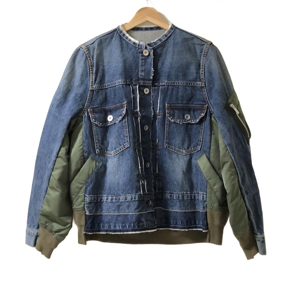 【美品】sacai レオパード柄 シースルーブルゾン ネイビー サイズ1 レオパード（ヒョウ柄） sacai(サカイ) アウター(レディース