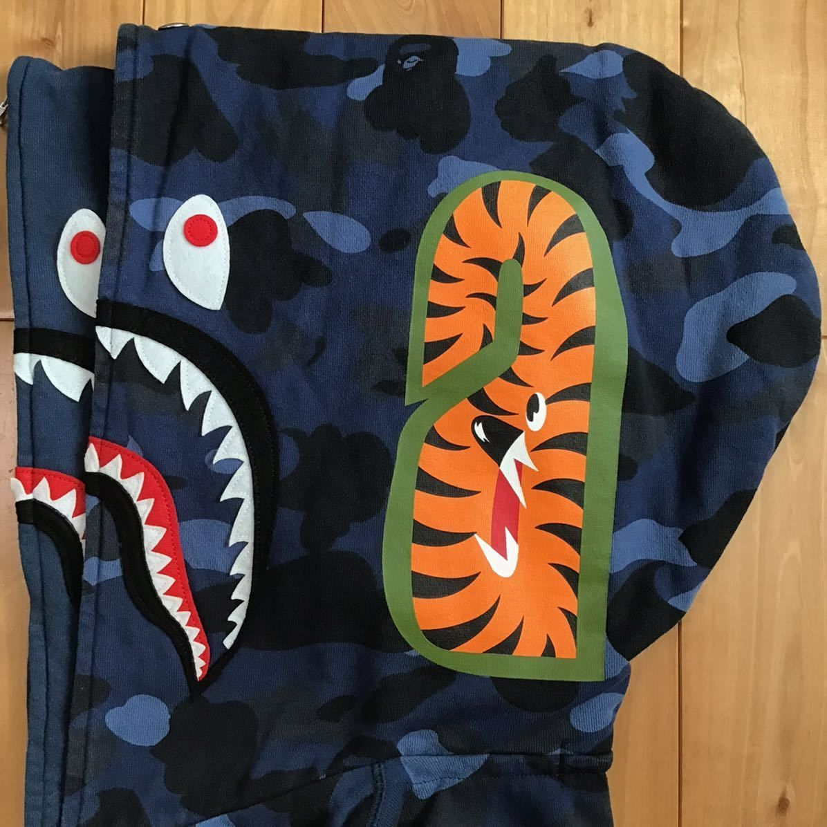 ☆XL☆ Blue camo ダブル シャーク パーカー Double shark full zip hoodie a bathing ape  BAPE エイプ ベイプ 迷彩 ブルーカモ - メルカリ