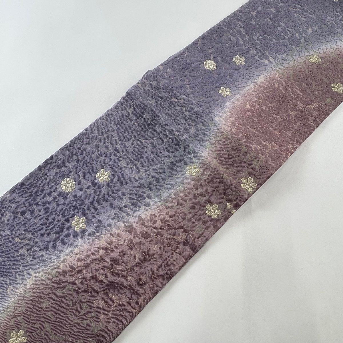 袋帯 美品 名品 桜 菊 金糸 箔 紫 六通 正絹 【中古】 - メルカリ