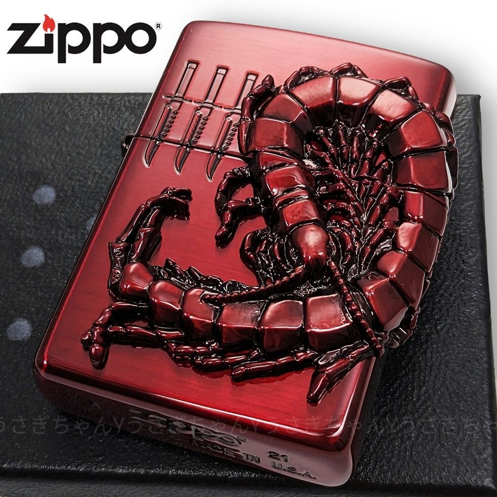 zippo☆ヴェノム センチピード☆2面メタル☆RED☆ジッポ ライター