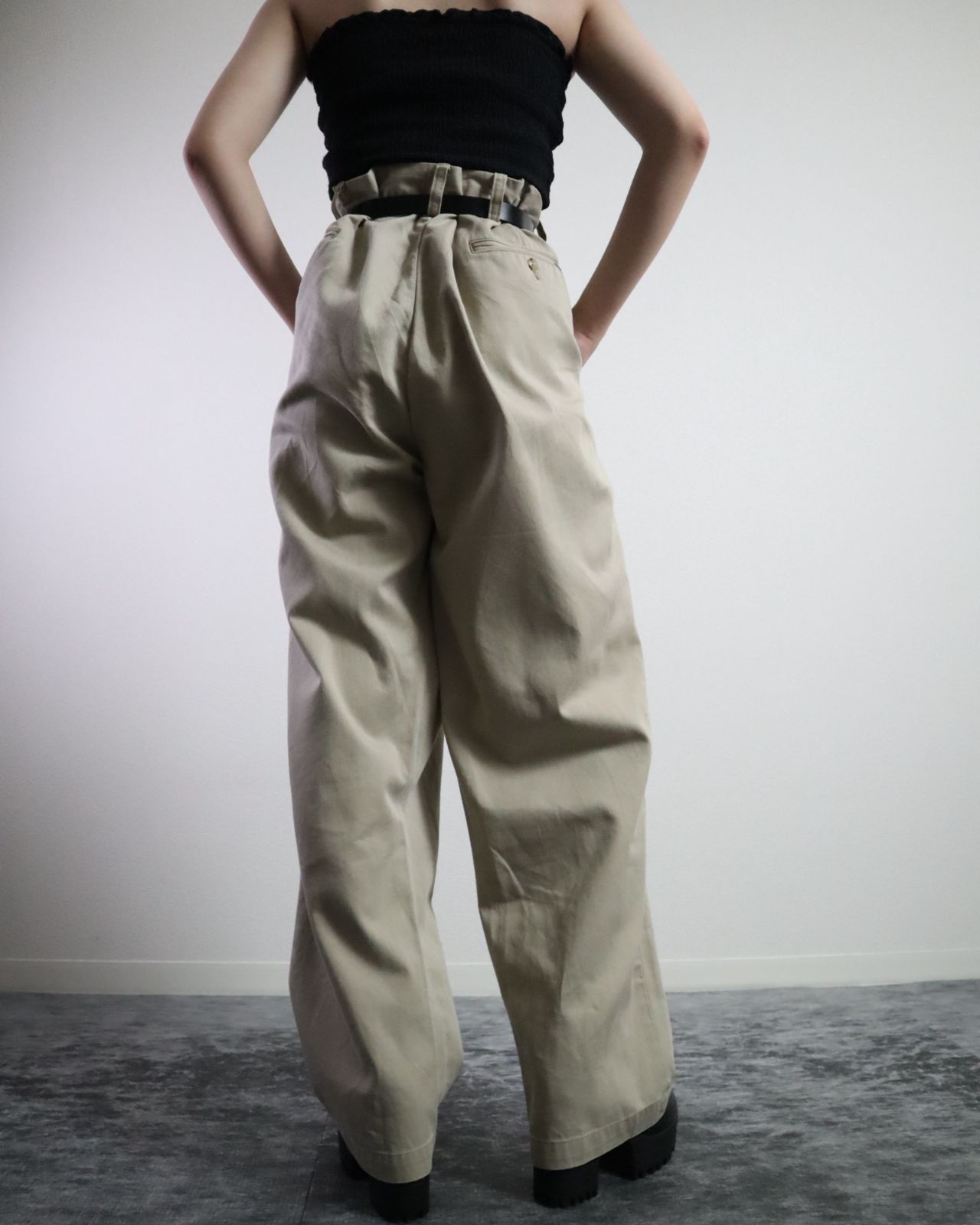 Polo by Ralph Lauren 2tuck wide classic chino pants beige 90s