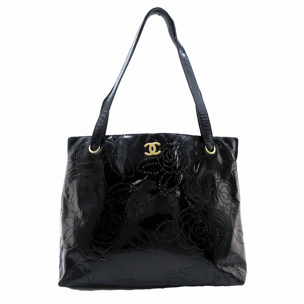 CHANEL シャネル エナメル パテント カメリアパンチング ココ