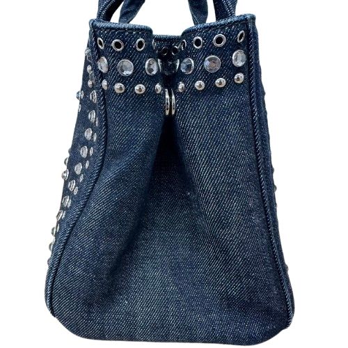 PRADA / プラダ | 2way ショルダー付き カナパ ビジュー 装飾 スタッズ