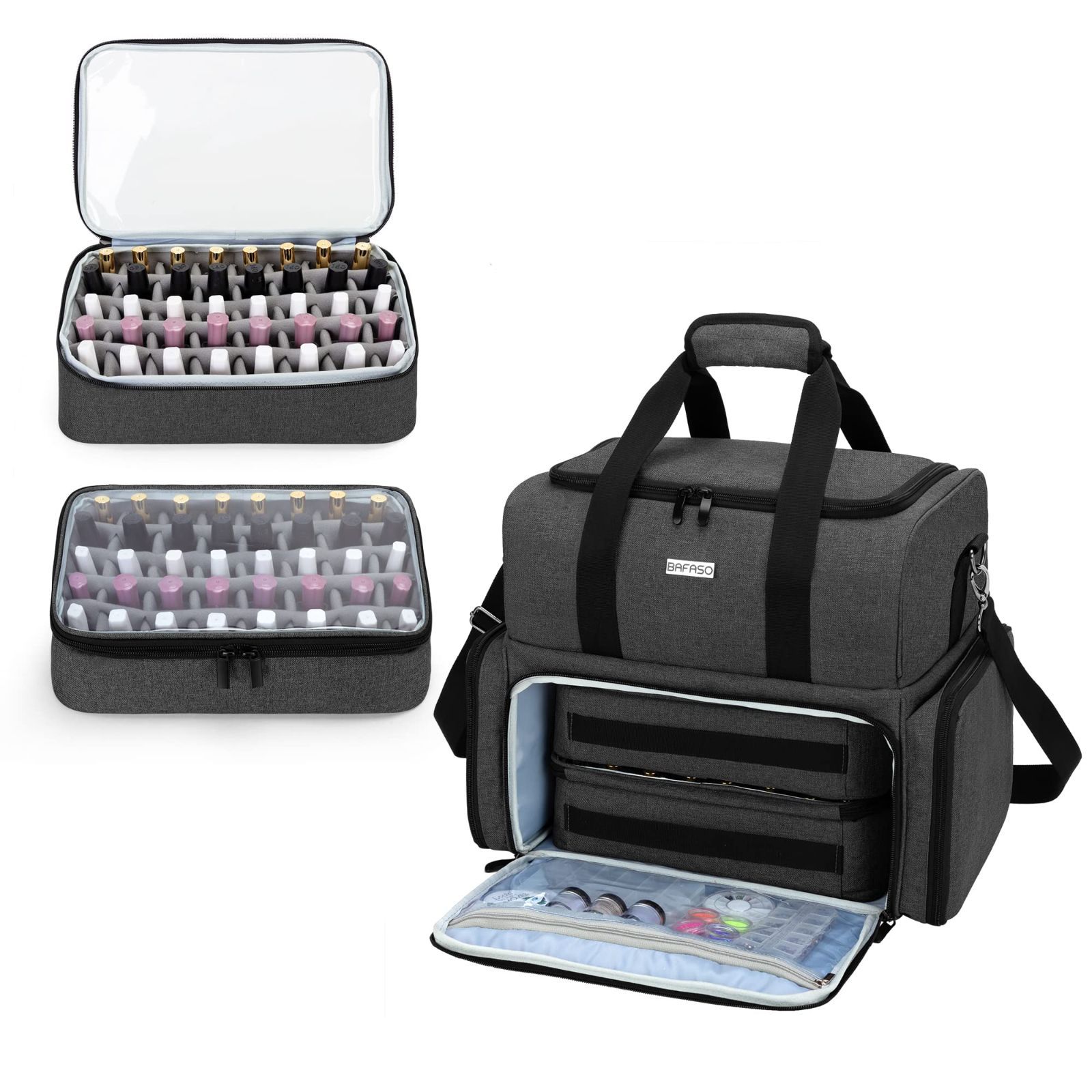 収納 ネイル道具 3WAY ネイルライト 56ボトル用 持ち運び リュック