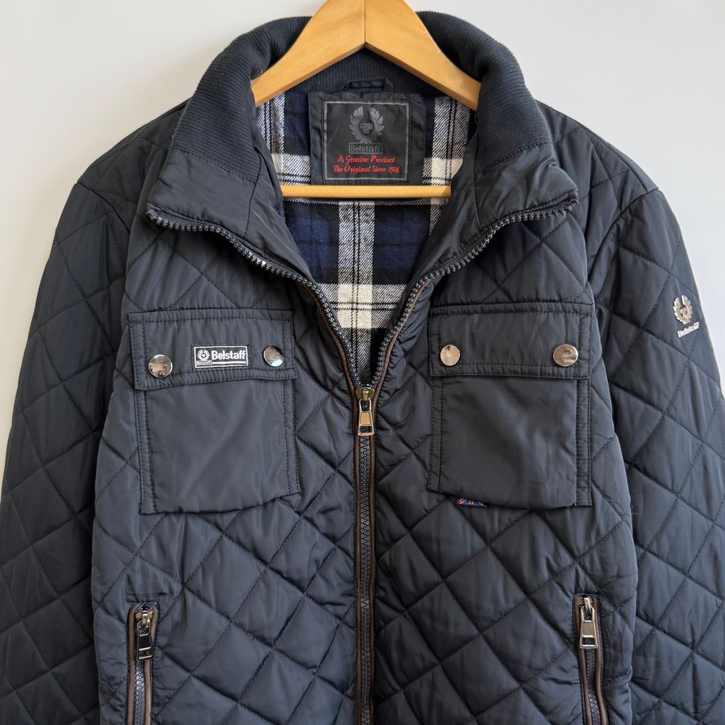 BELSTAFF ライダースジャケット 黒 チェック柄 BELSTAFF ライダースジャケット 黒 チェック柄 プロテクター付属