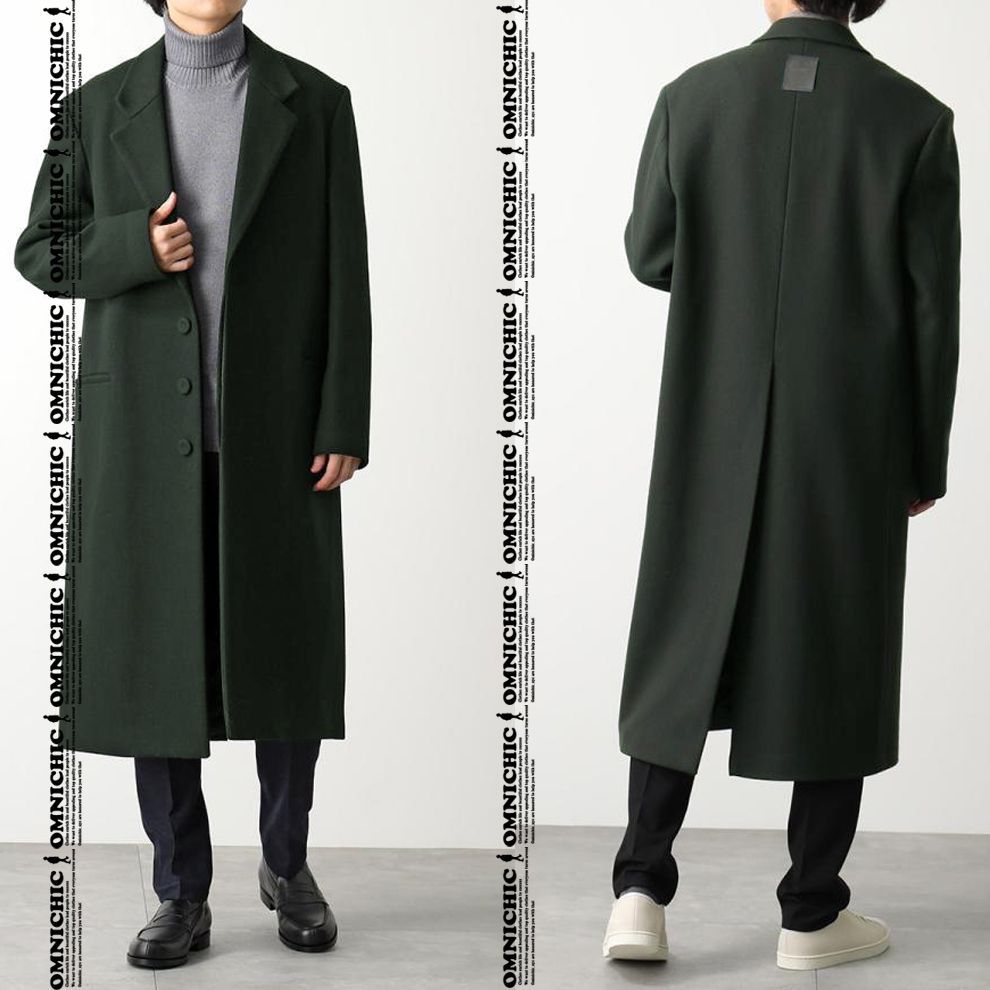 完璧な 感纏う LARDINI ラルディーニ 新モデル モノトーン MONOTONE ウール 比翼仕立て ロングチェスターコート 3釦 Made in ITALY