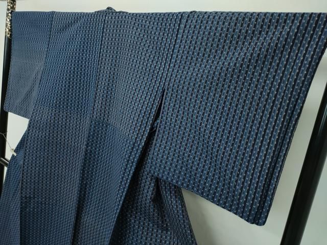 平和屋本店□希少 山藍 山村省二 久留米絣 単衣 綿 灰汁発酵建物 正